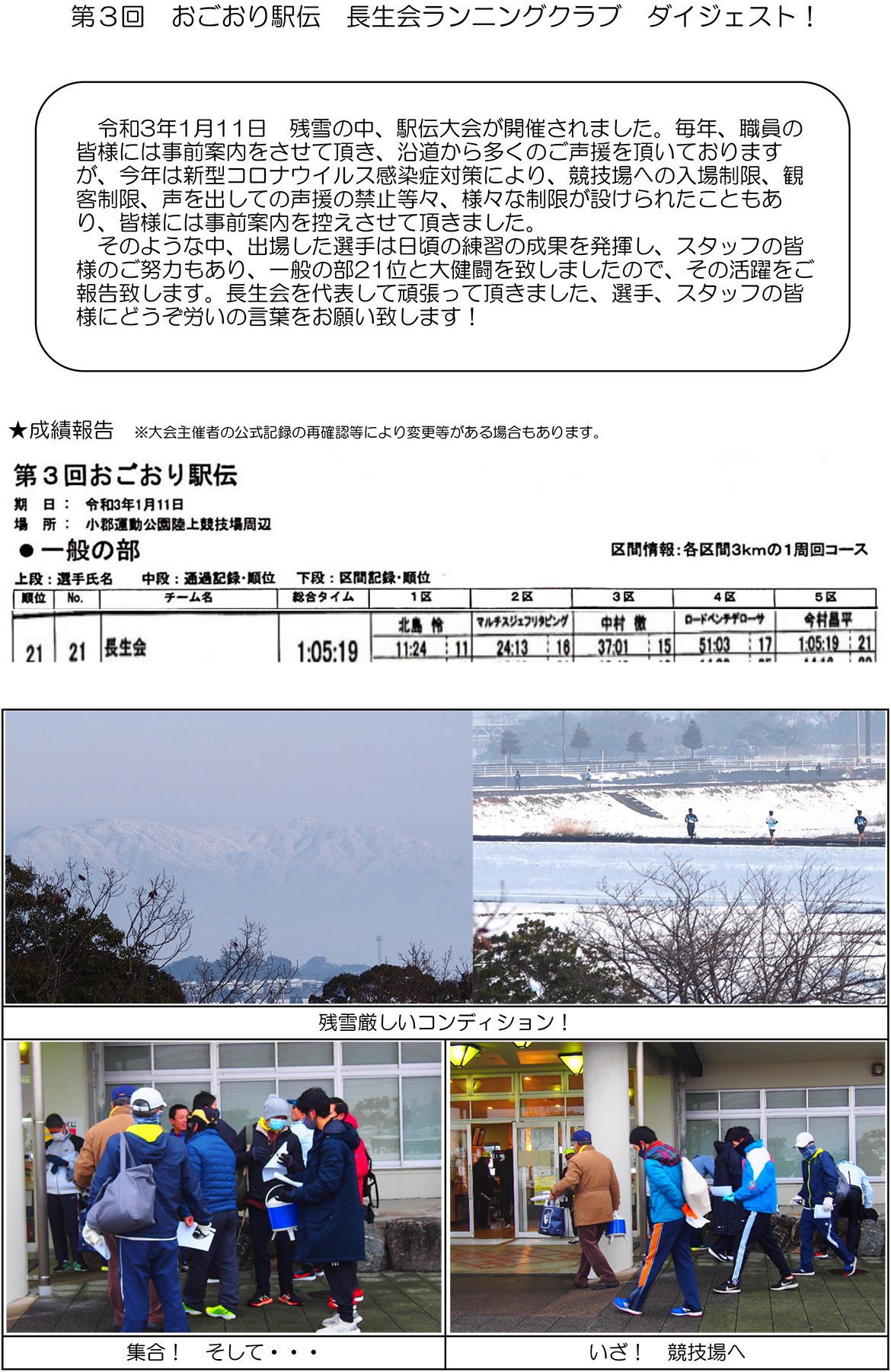 第3回おごおり駅伝　長生会ランニングクラブ　ダイジェスト！